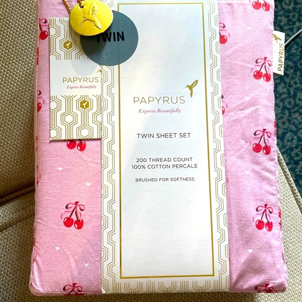 New Pink Bow Print Sheet Set Coquette Aesthetic Bedding Papyrus Twin 200 thread